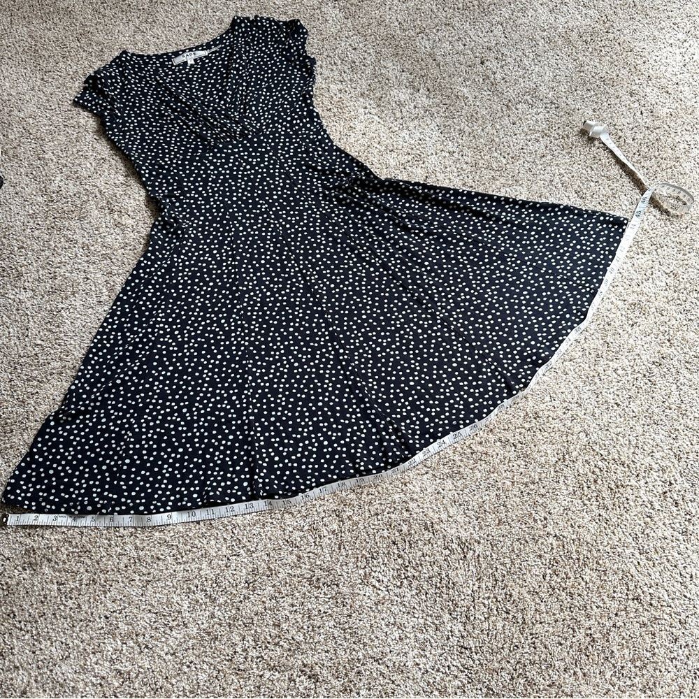 Sade New York Navy Blue Dress Polka Dot Fit Flare Stretch Comfy Casual - Picture 11 of 16